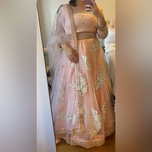 Peach Embroidered Lehenga